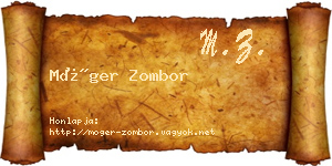 Móger Zombor névjegykártya